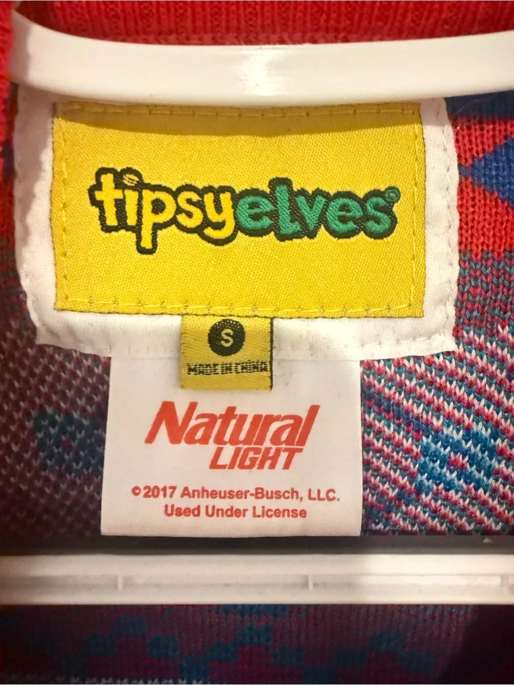 Natural Light Beer Ugly Christmas Sweater Tipsy Elves Mens Small Natty Light NWT